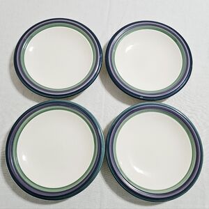 Vintage Pfaltzgraff Mountain Shadow 4 Salad Plates USA Stoneware USA Cream 8"
